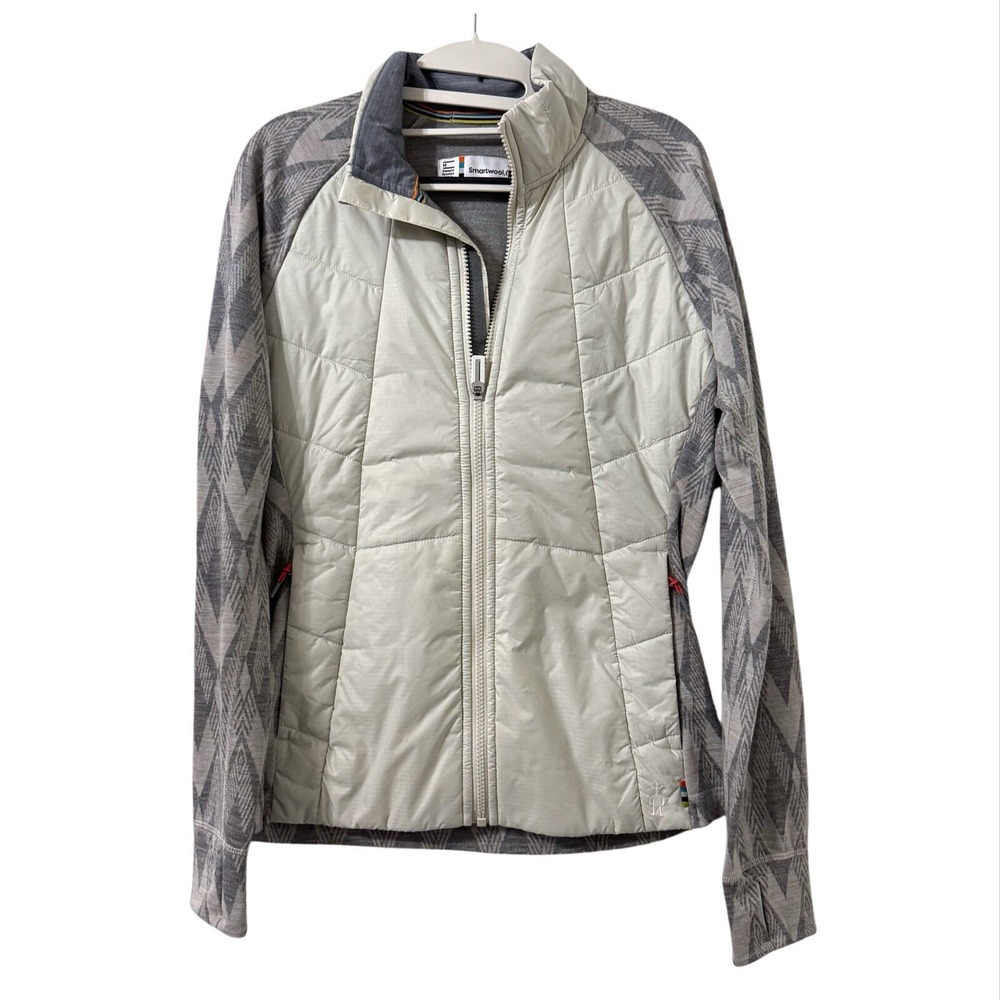 Smartwool Jacket Womens M Quilted Front Geometric Merino Wool Outdoor Gorpcore